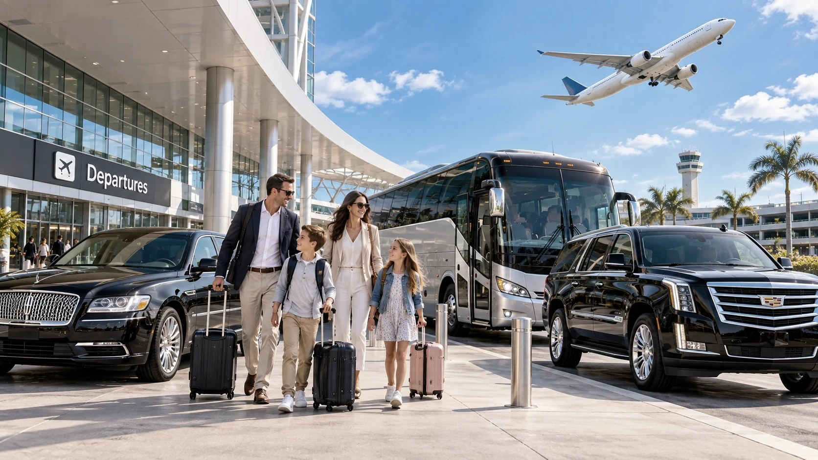 Group charter transportation at a Milwaukee area airport